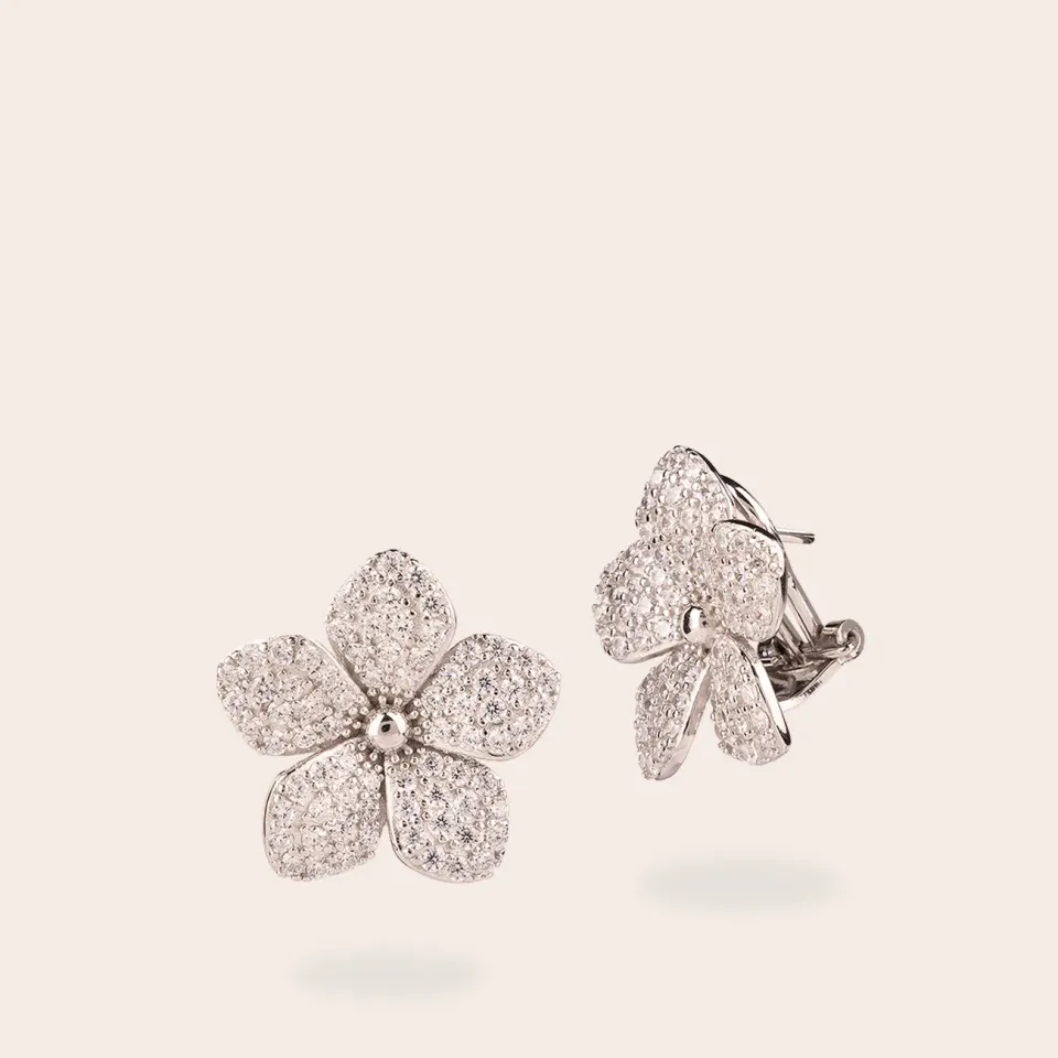 Ultima Edizione Fiore big zircons blancs boucles d'oreilles