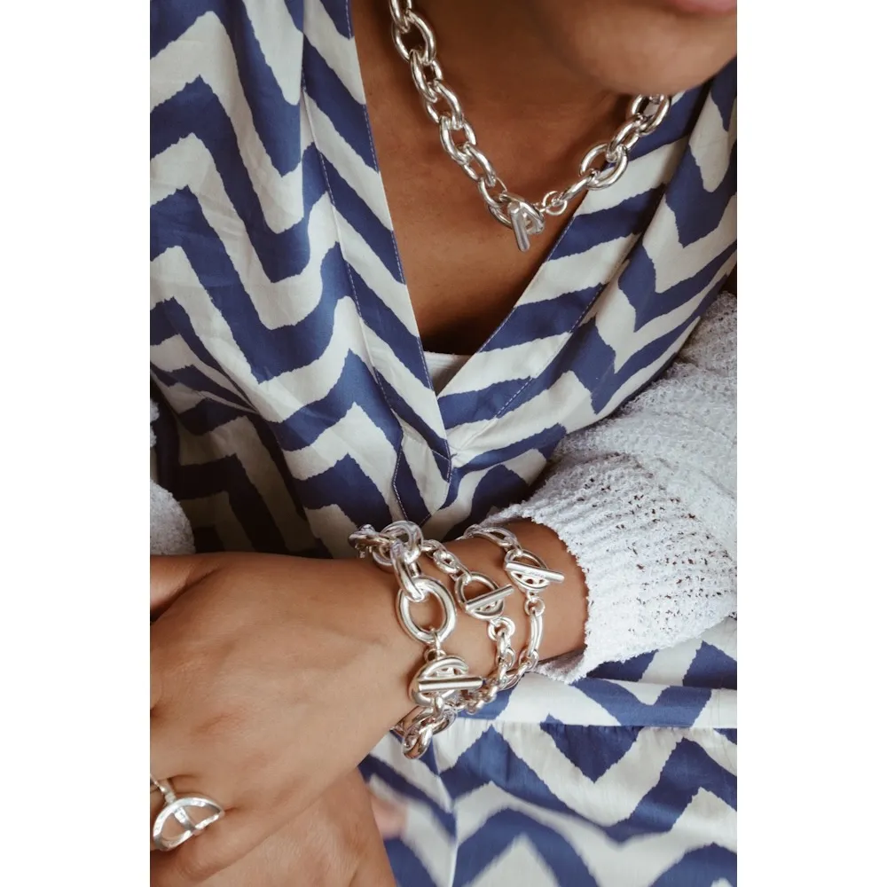 Secret de Cuir N°637 bracelet forçat XXL argenté