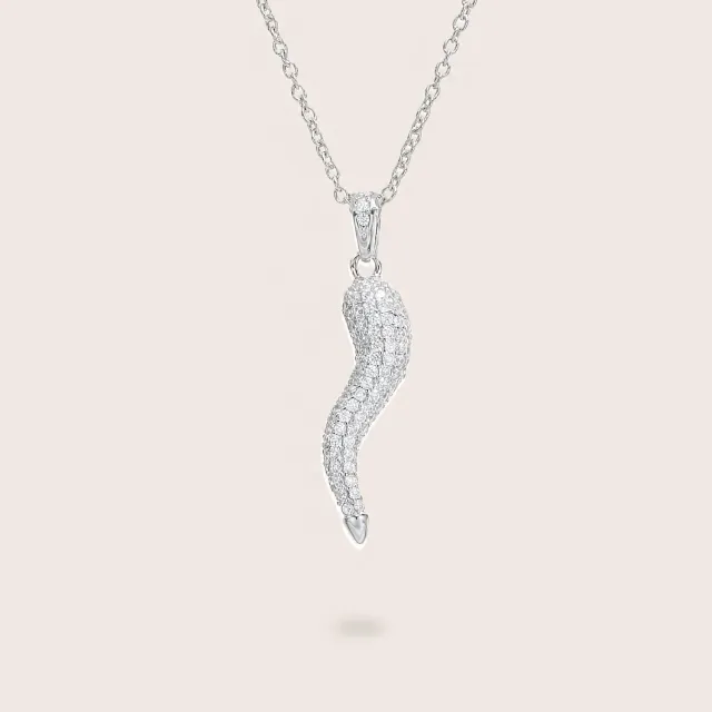 Ultima Edizione Lucky Horn collier corne pavé blanc