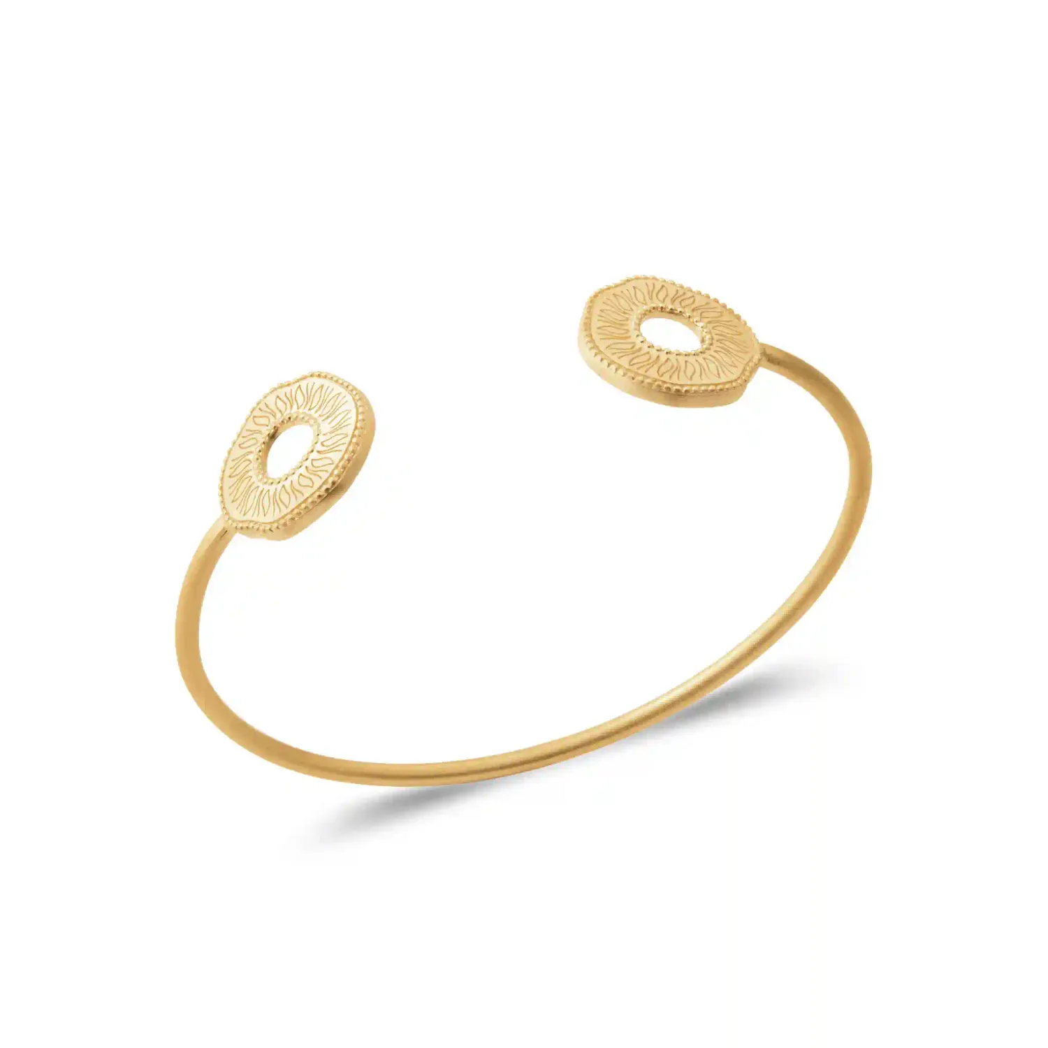 Oriana France anneau bracelet jonc plaqué or motif solaire