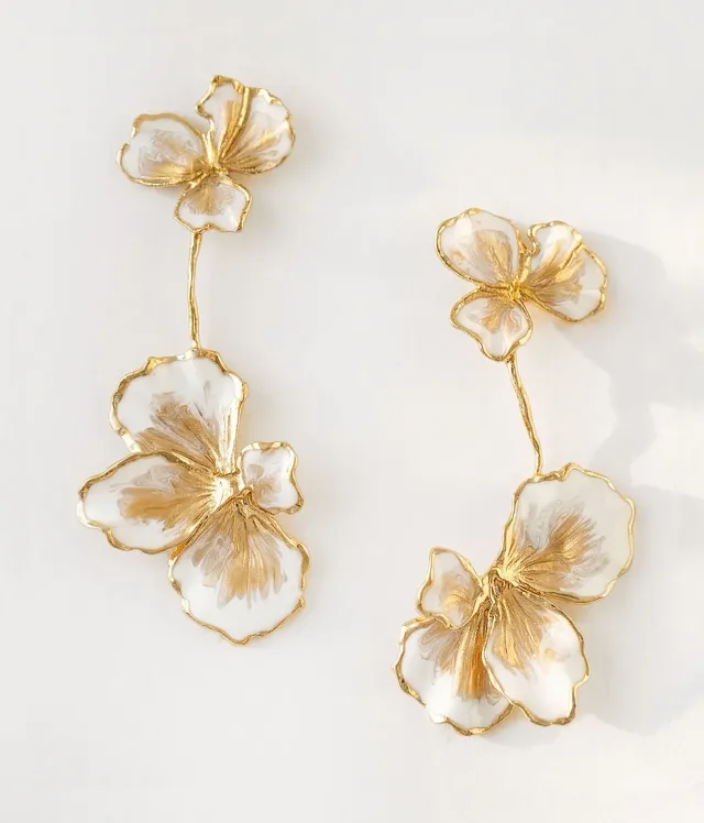 Elise Tsikis Naiada boucles d'oreilles fleurs émaillées