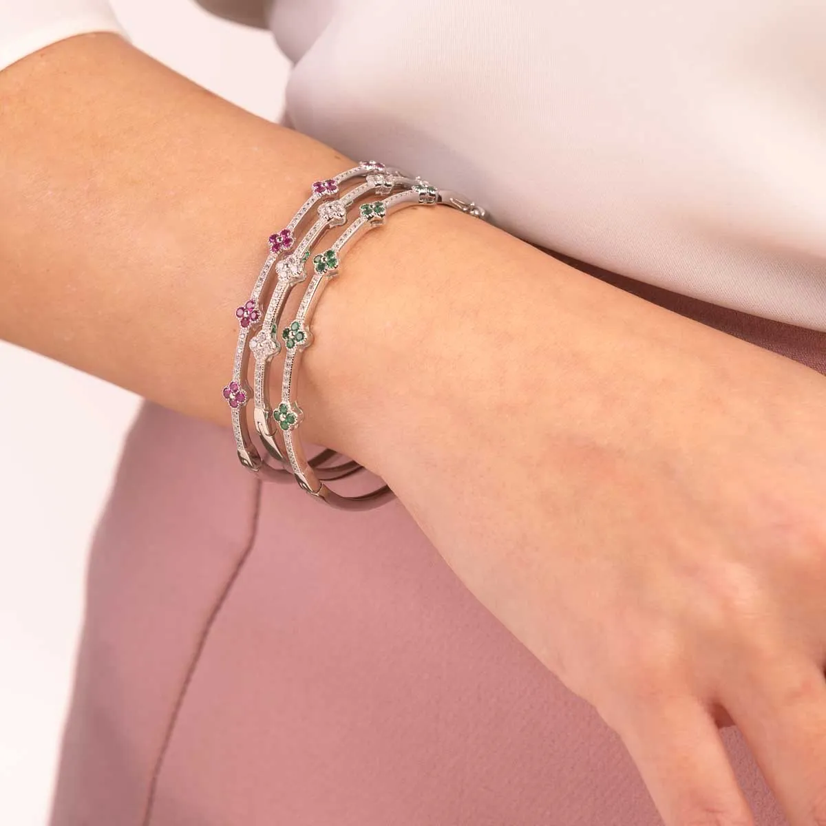 Ultima Edizione 5 Fiori bracelet rigide blanc fleurs