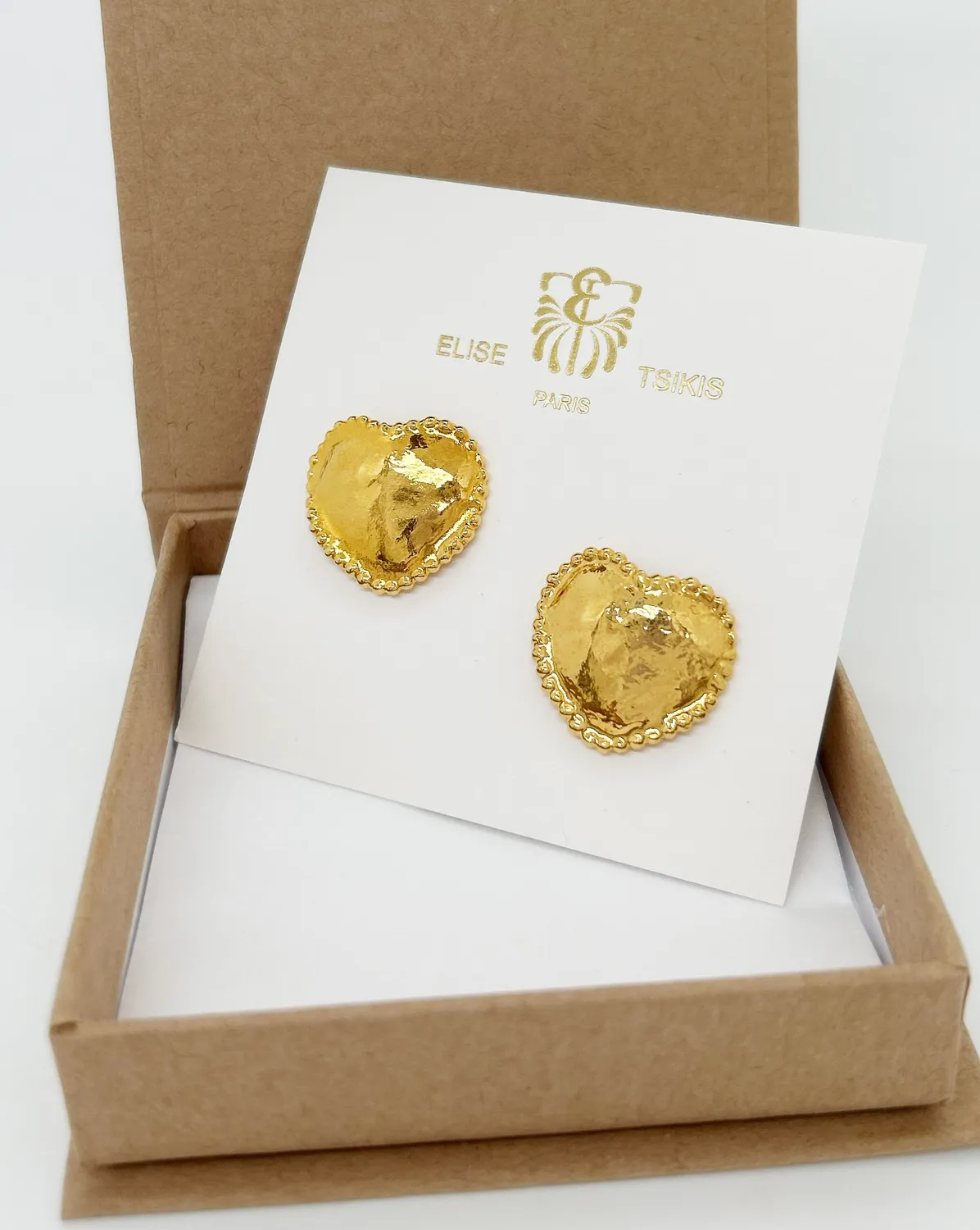 Elise Tsikis Cetica boucles d'oreilles coeur doré