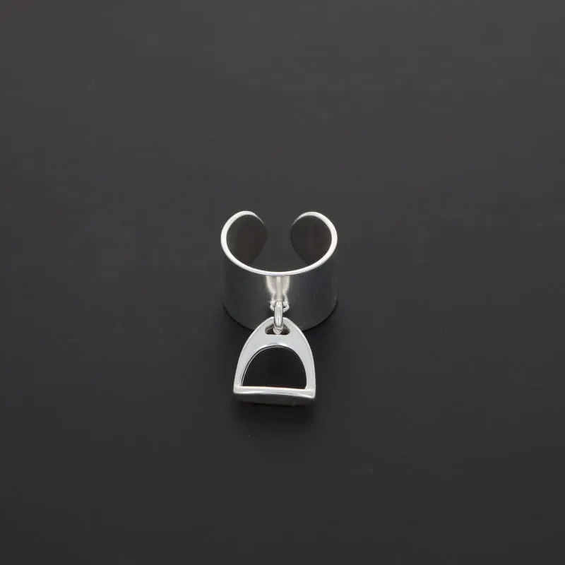 Secret de Cuir N°113 bague étrier plaqué argent réglable