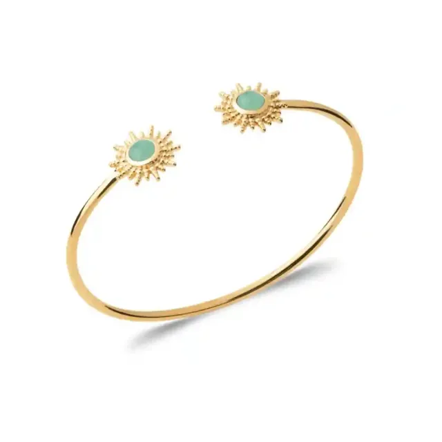 Oriana France bracelet jonc soleil plaqué or aventurine