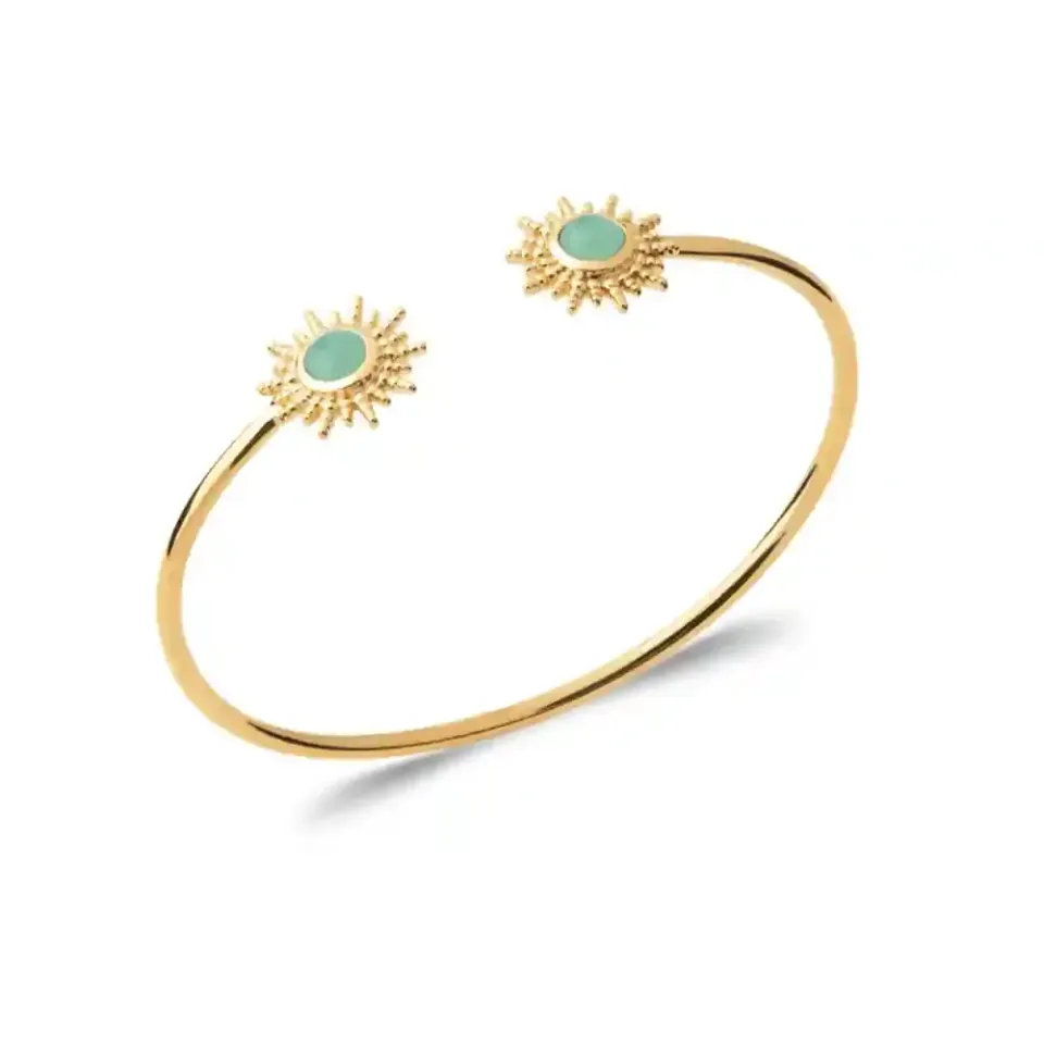 Oriana France bracelet jonc soleil plaqué or aventurine