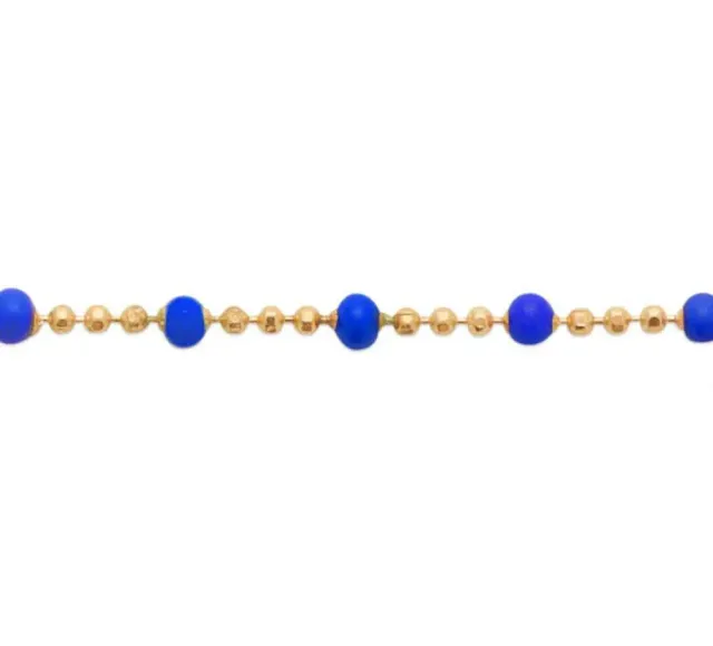 Oriana France perles laque bleues bracelet plaqué or 18 carats