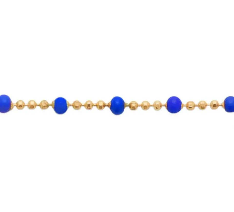 Oriana France perles laque bleues bracelet plaqué or 18 carats
