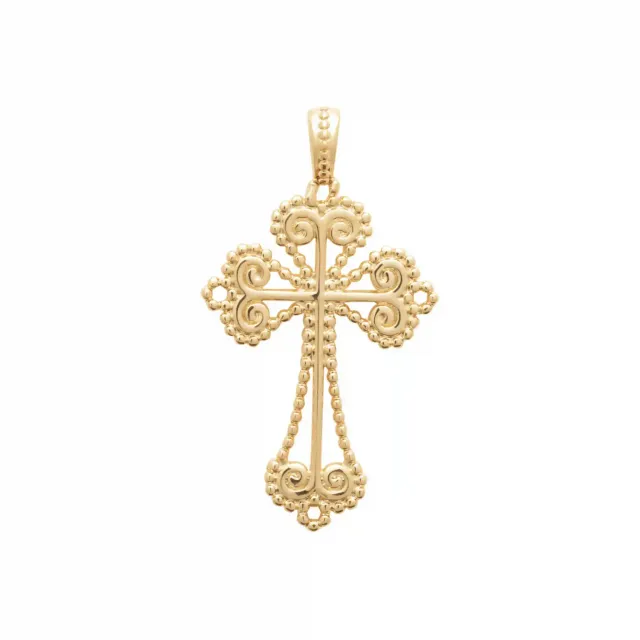 Oriana France pendentif croix chrétienne plaqué or perlé