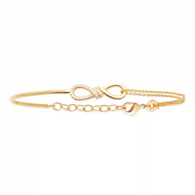 Oriana France infini bracelet plaqué or pierres ajustable