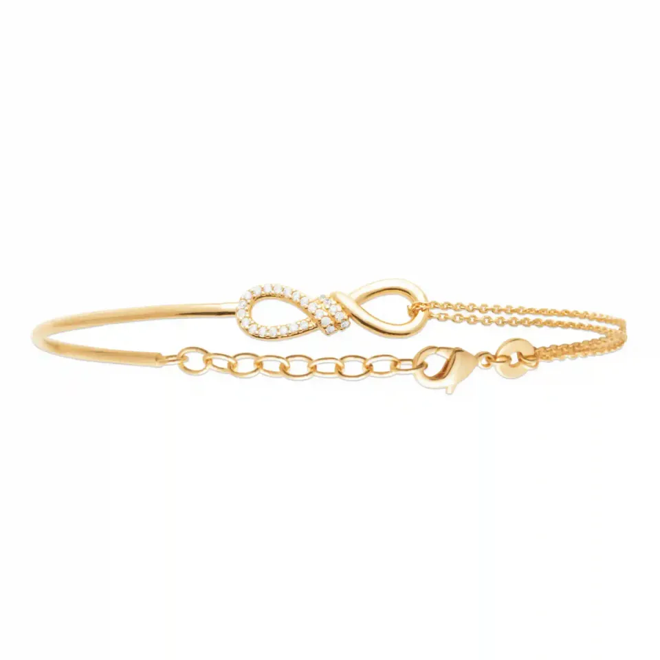 Oriana France infini bracelet plaqué or pierres ajustable