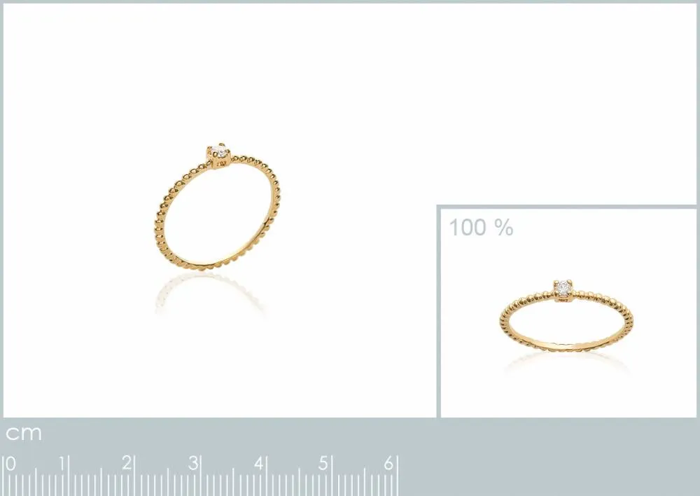 Oriana France solitaire zircon blanc bague plaqué or fine
