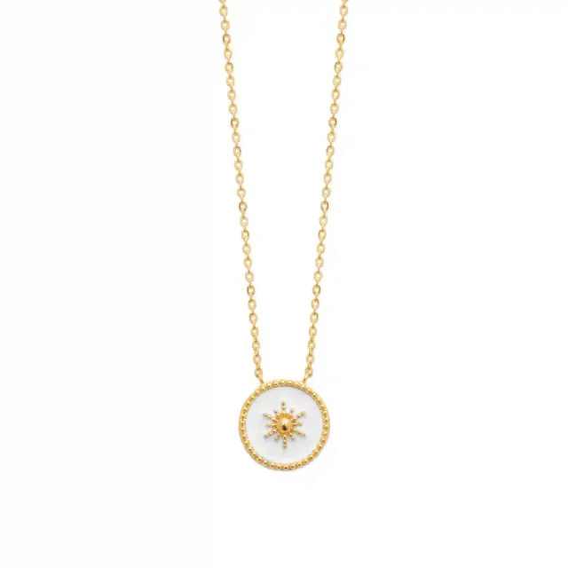 Oriana France collier plaqué or soleil laque blanche