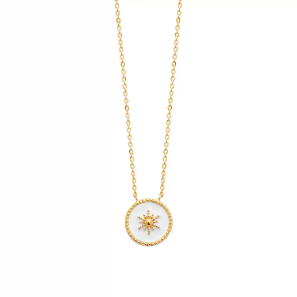 Oriana France collier plaqué or soleil laque blanche