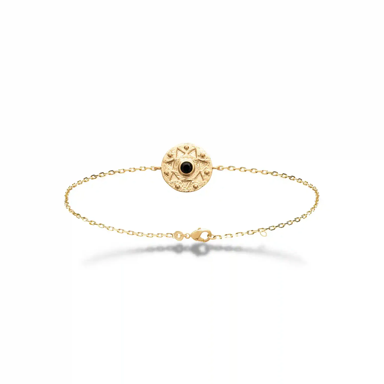 Oriana France Étoile Onyx bracelet plaqué or pierre noire