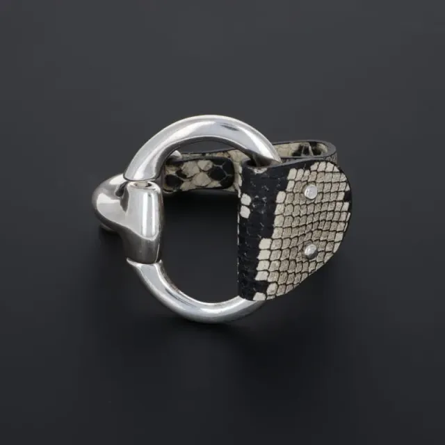 Secret de Cuir N°470 manchette serpent cuir plaqué argent