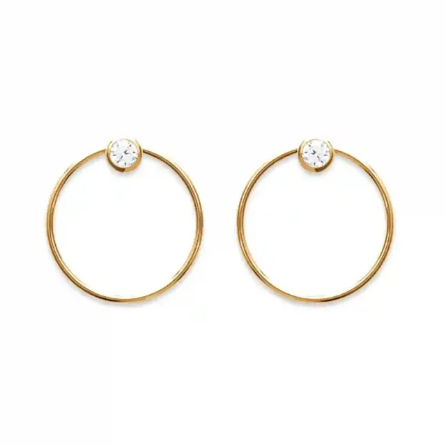 Oriana France grand cercle boucles d'oreilles plaqué or cristal