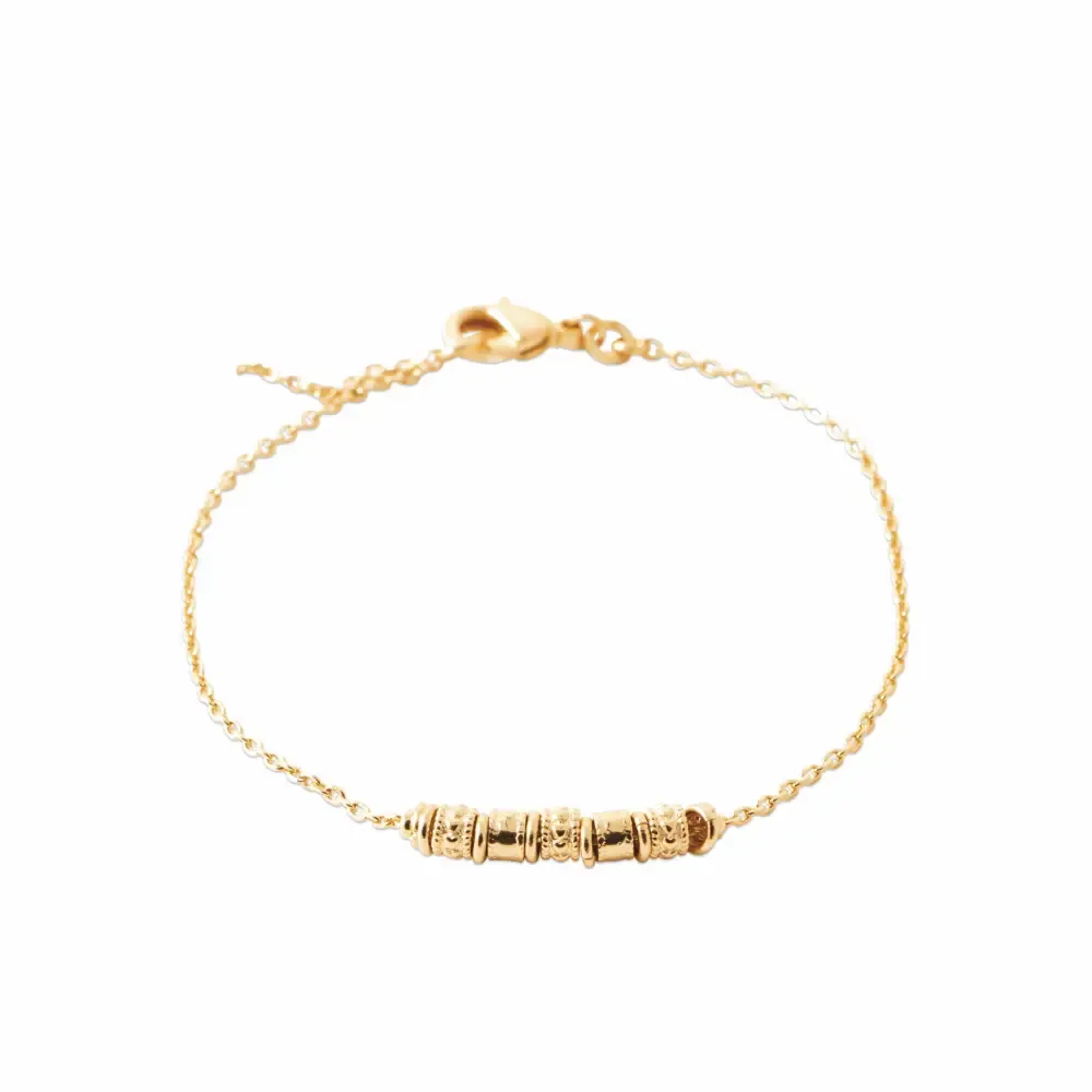 Oriana France Anneaux bracelet plaqué or chaîne fine