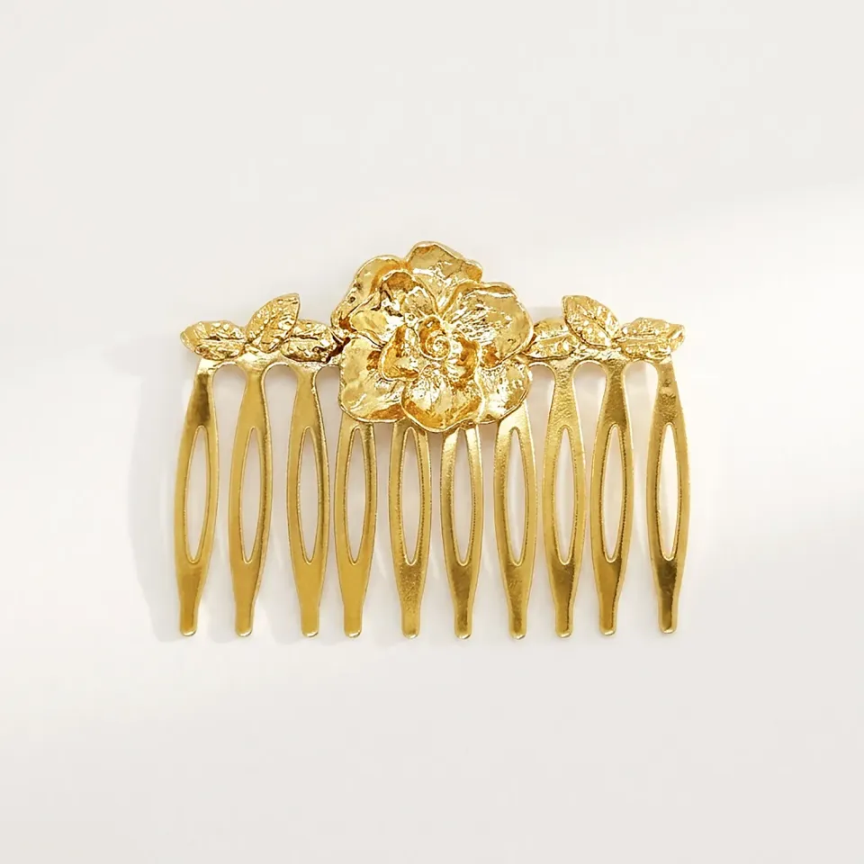 Elise Tsikis Lost Tiara peigne cheveux fleur dorée 5 cm