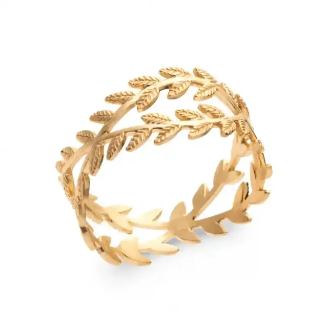 Oriana France bague laurier plaqué or croisée