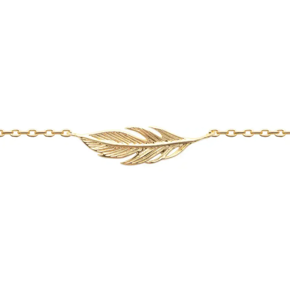 Oriana France bracelet plume plaqué or doré hypoallergénique