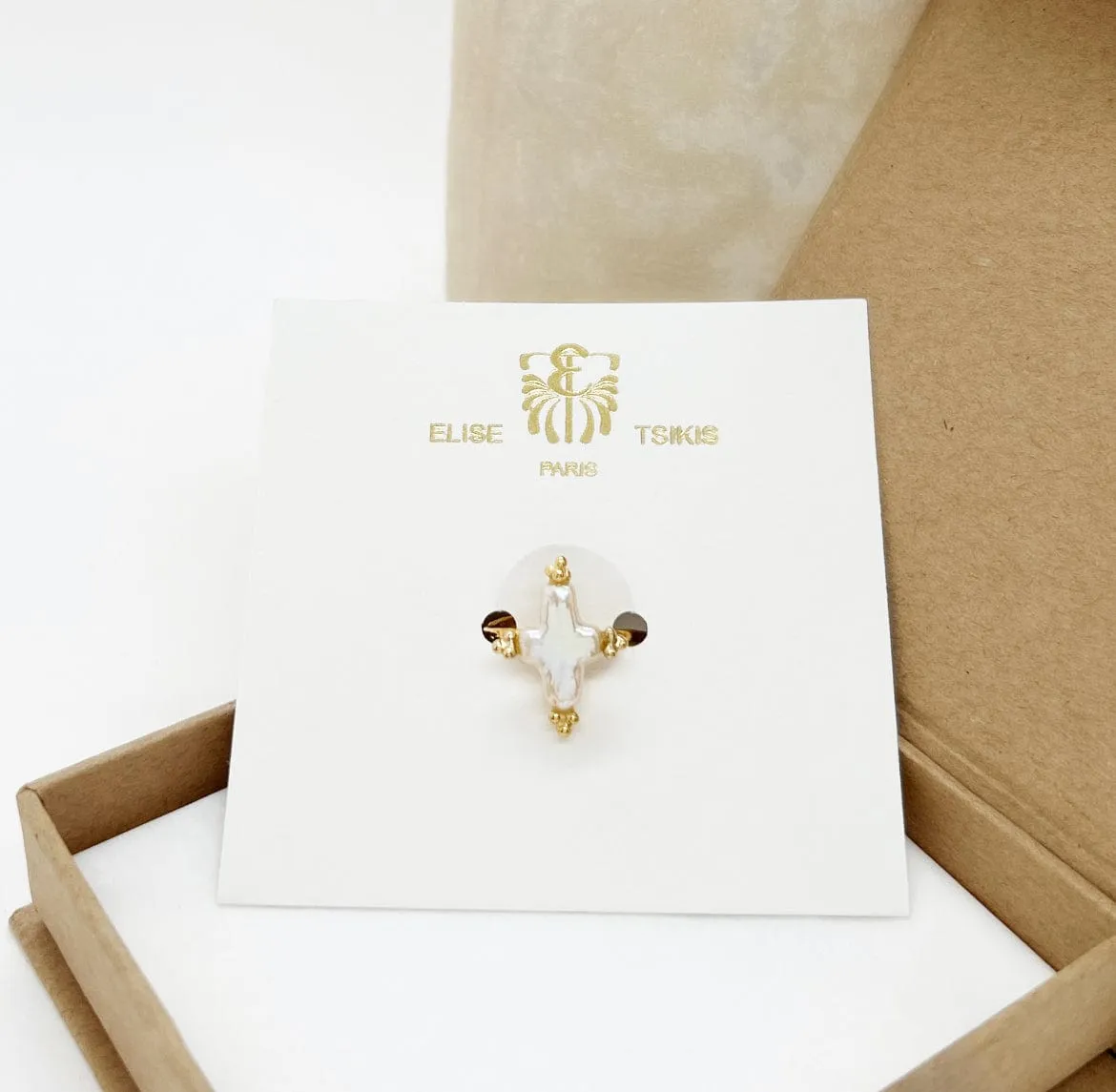 Elise Tsikis Nimasis bague ajustable perle croix