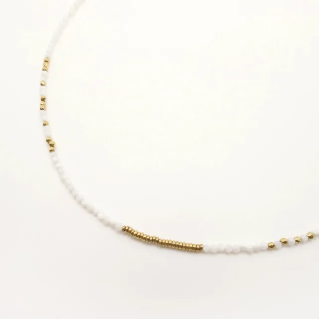 Cloralys Adélia blanc collier agate blanche 36 cm
