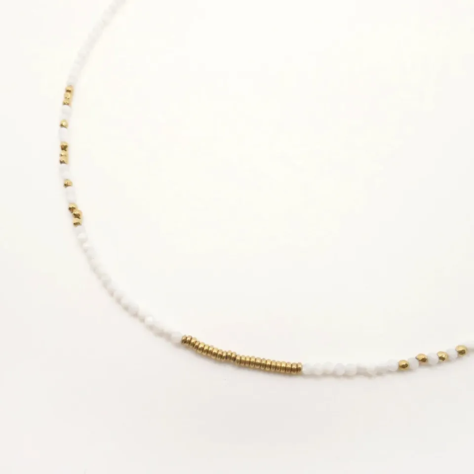 Cloralys Adélia blanc collier agate blanche 36 cm
