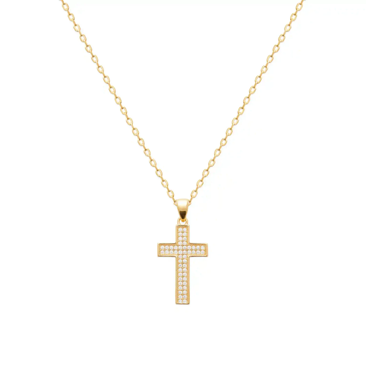 Oriana France Croix pendentif plaqué or strass