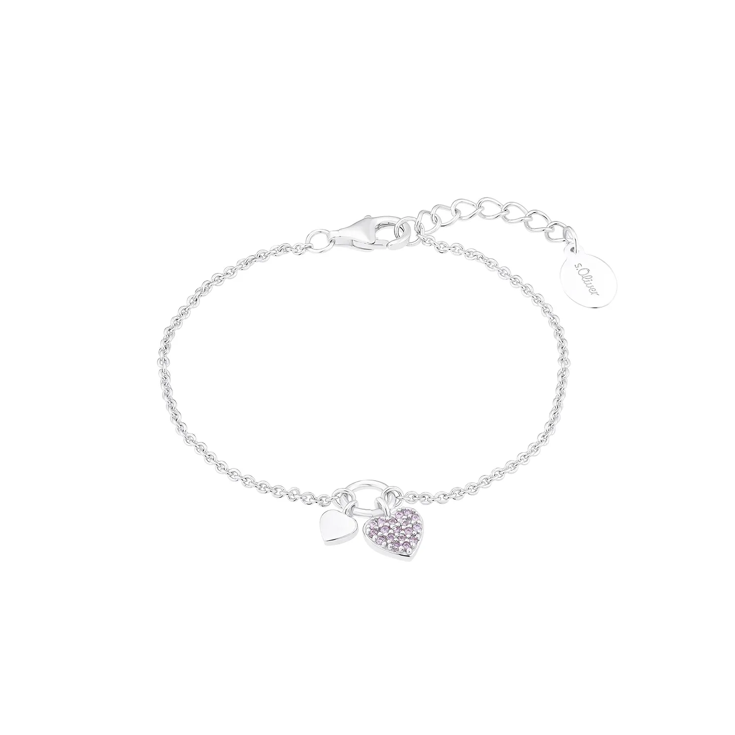 s.Oliver Bracelet Fille Argent 925 Cœur Blanc