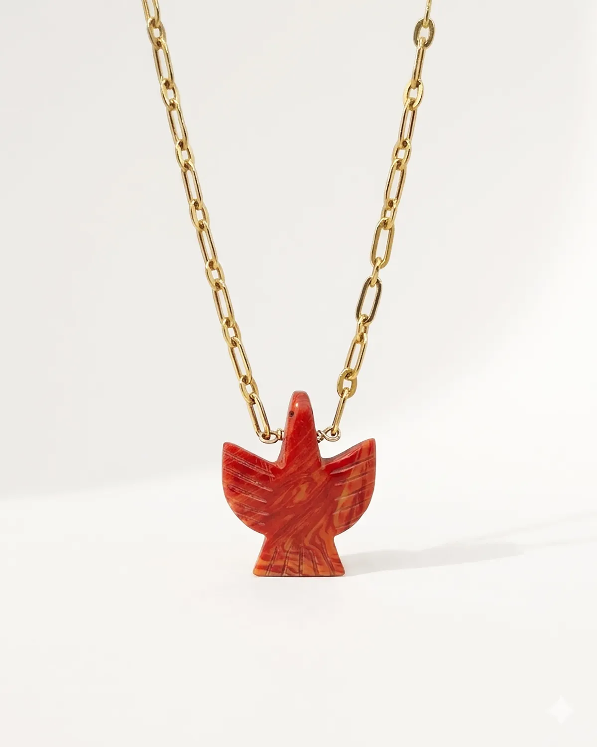 Elise Tsikis Pursley collier pendentif oiseau orange