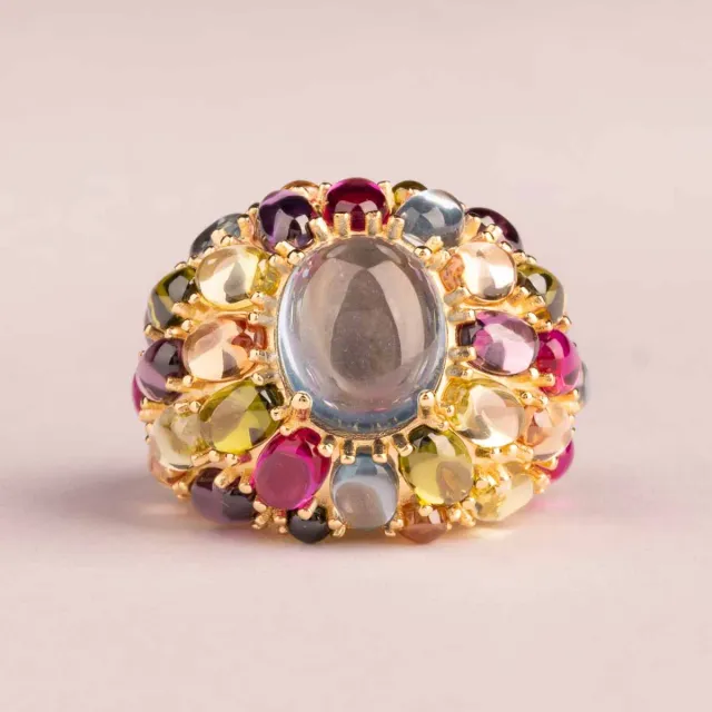 Ultima Edizione Cabochon bague pierres multicolores