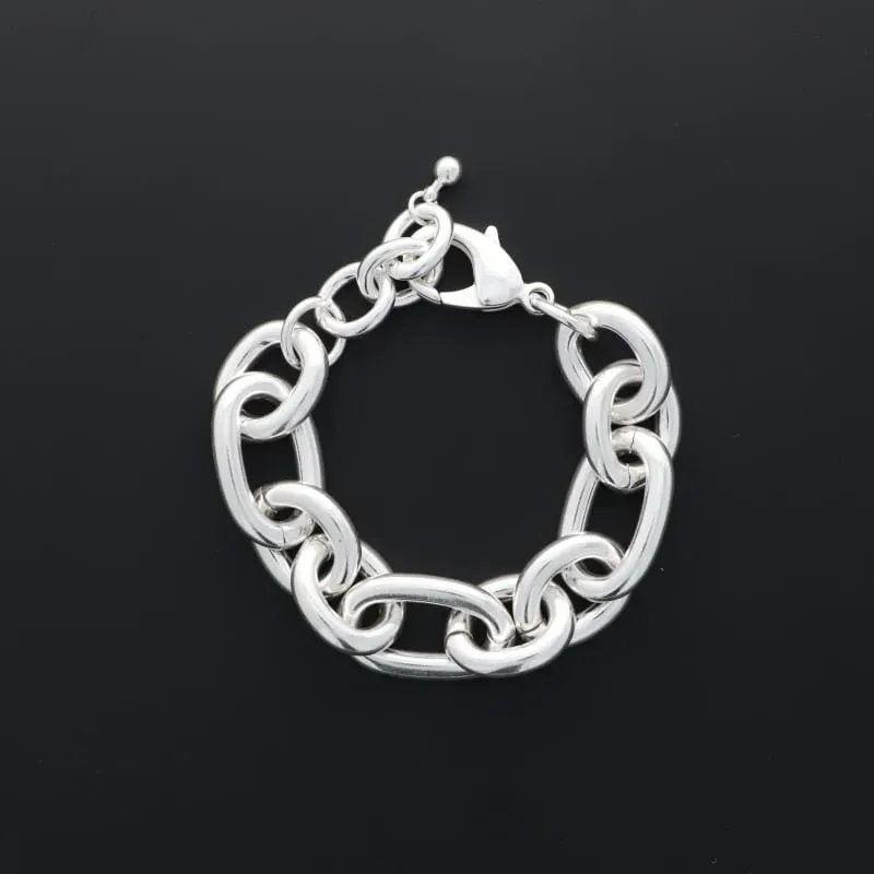 Secret de Cuir N°1539 bracelet forçat plat argenté maille XL