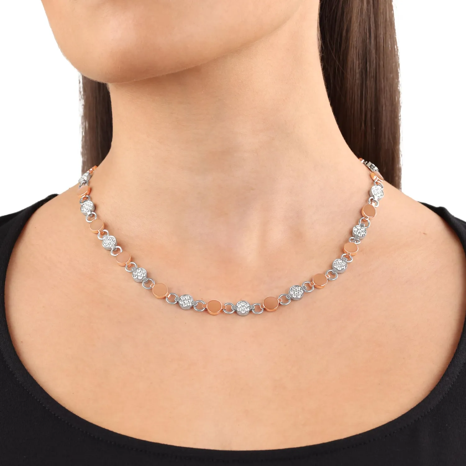 s.Oliver collier femme acier cristal bicolore