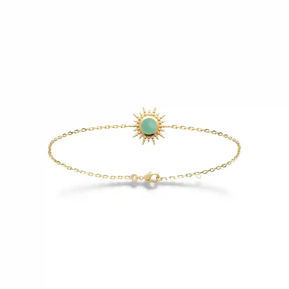 Oriana France bracelet soleil aventurine plaqué or pierre verte
