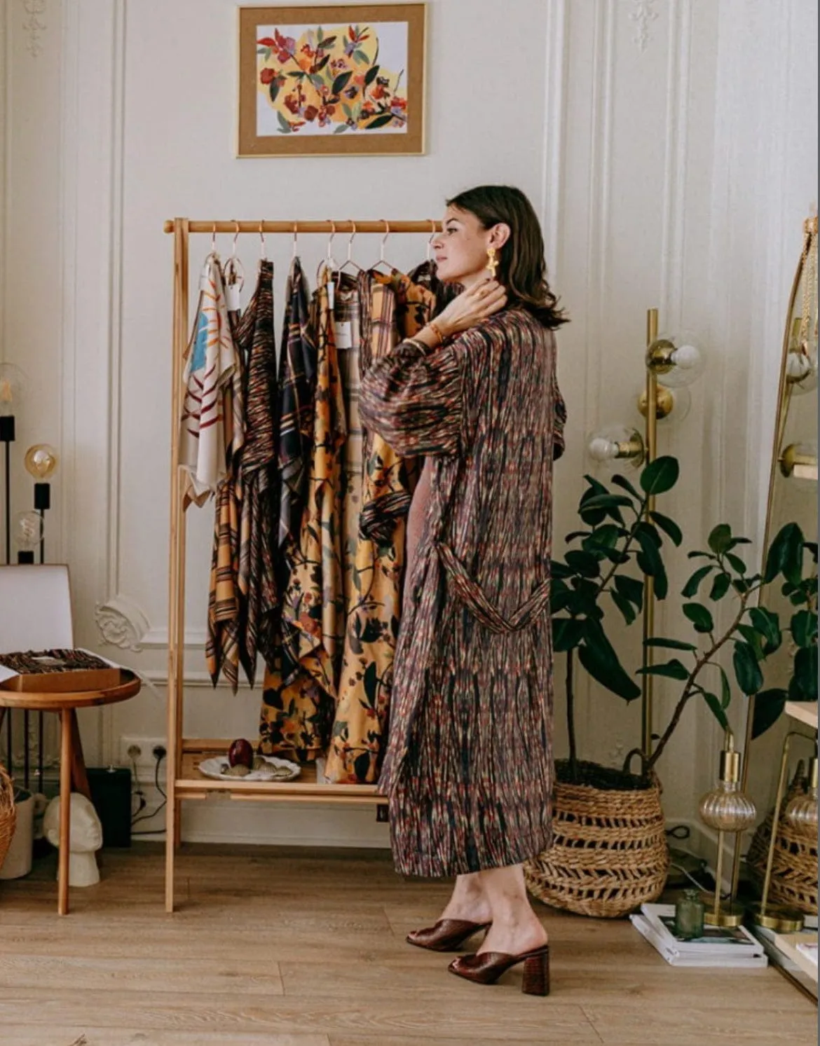 Elise Tsikis kimono soie ceinturé Carmen taille unique