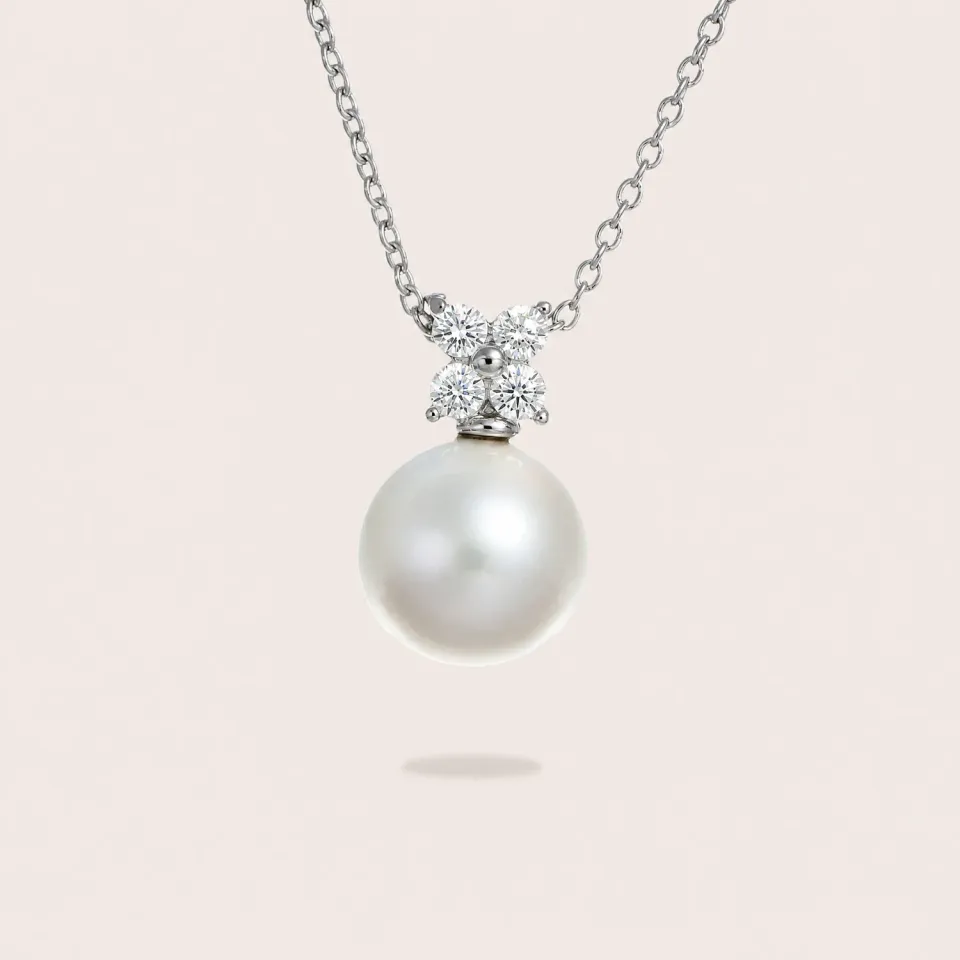 Ultima Edizione 4 Pétales pendentif perle 10 mm blanc
