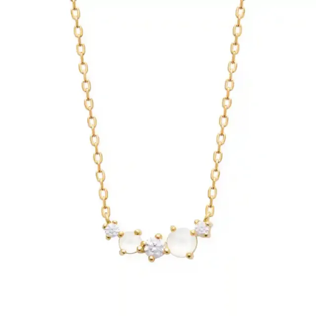 Oriana France collier pierres de lune plaqué or 18 carats