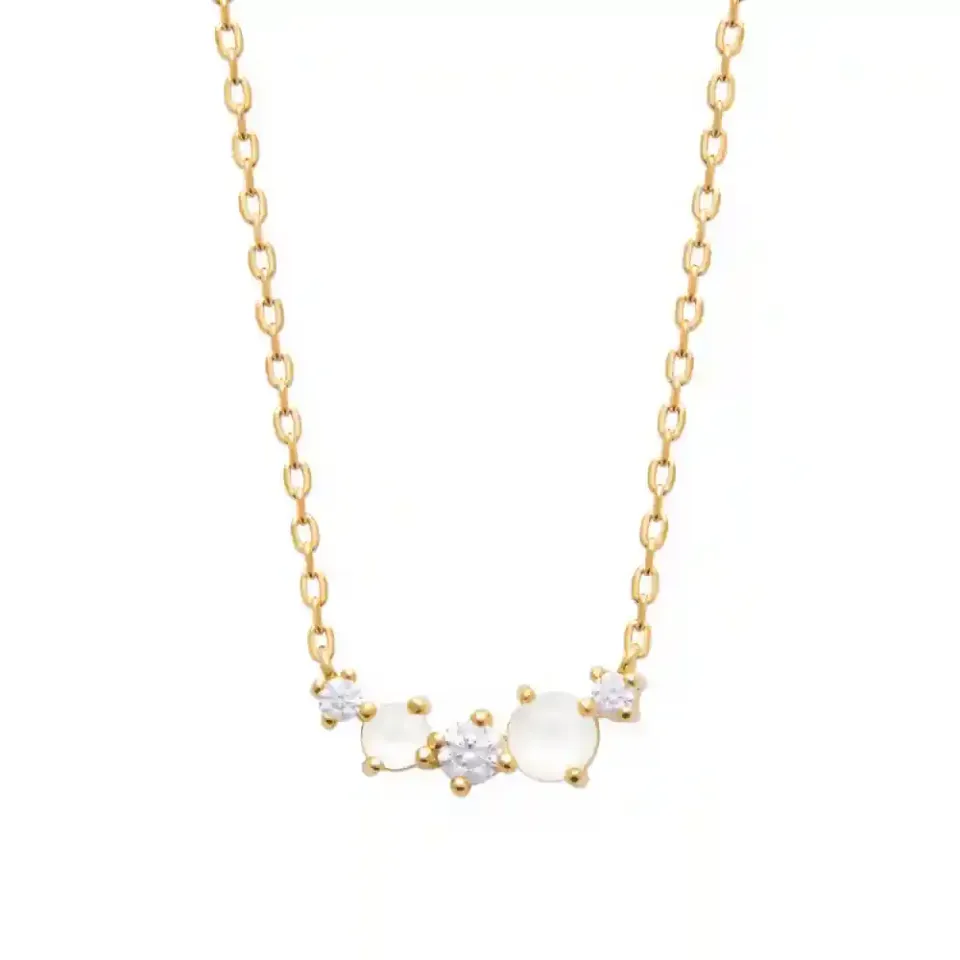 Oriana France collier pierres de lune plaqué or 18 carats