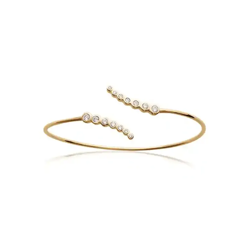 Oriana France jonc bracelet plaqué or zircons ronds