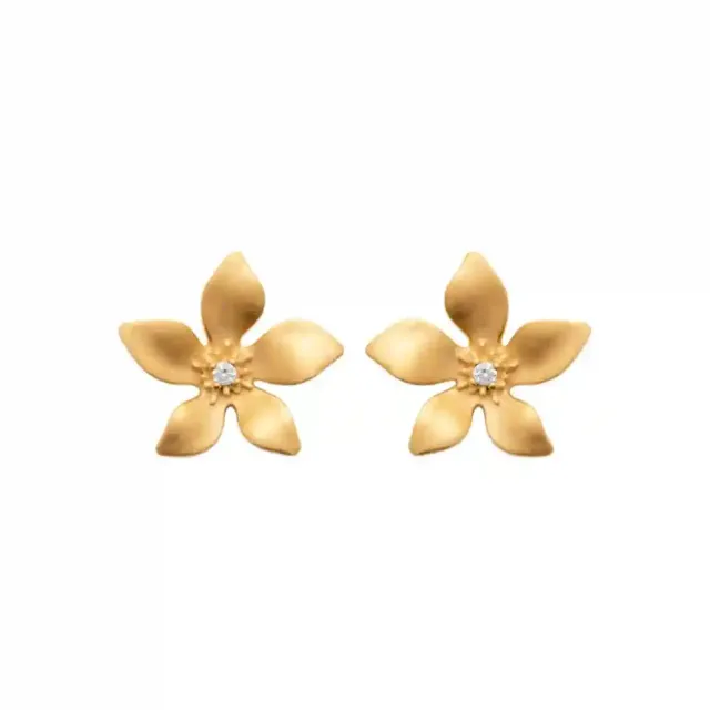 Oriana France clous fleur cerisier plaqué or strass central