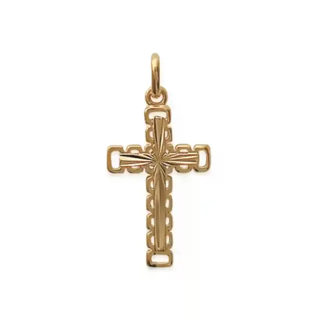 Oriana France Croix pendentif plaqué or ajouré
