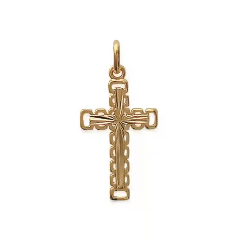 Oriana France Croix pendentif plaqué or ajouré