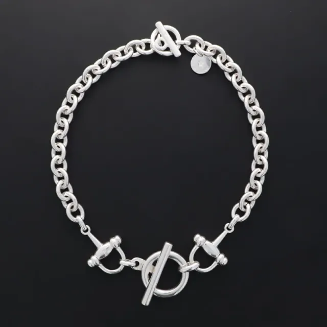 Secret de Cuir N°821 collier mors plaqué argent 45 cm
