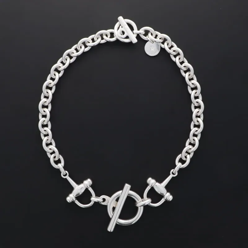 Secret de Cuir N°821 collier mors plaqué argent 45 cm