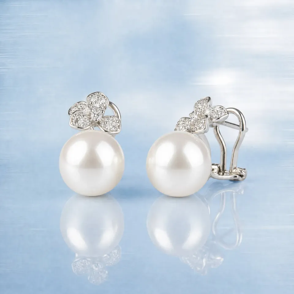 ULTIMA EDIZIONE fleur pavé perle boucles d'oreilles puces