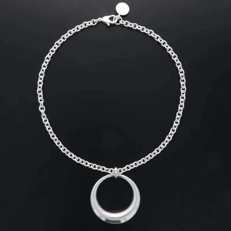 Secret de Cuir N°1355 collier lune croissant argenté
