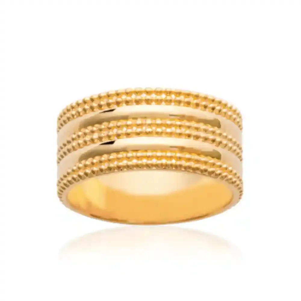 Oriana France tube perlée bague plaqué or classique