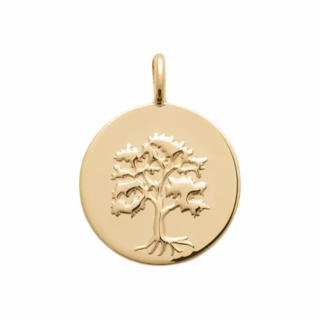 Oriana France arbre de vie pendentif plaqué or 18 carats rond