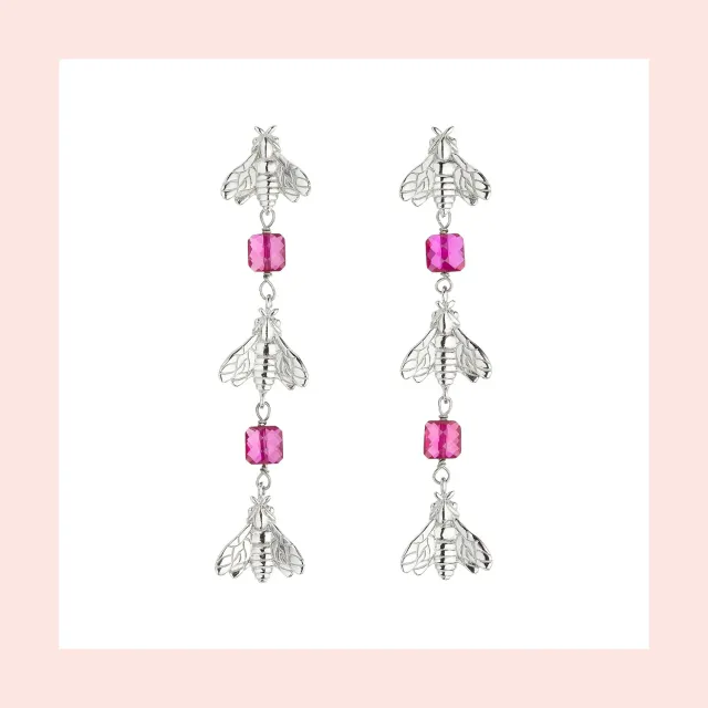 Lorella Tamberi Canal Bee Queen boucles pendantes abeilles zircon